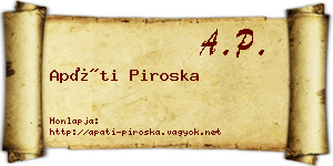 Apáti Piroska névjegykártya